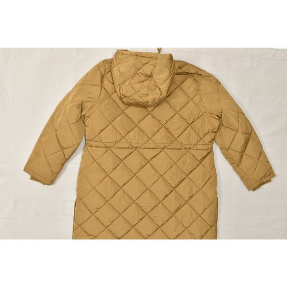 Levi's Women's Plus Size XXL Quilted Long Puffer Jacket Tan Sherpa Lined - Picture 2 of 8